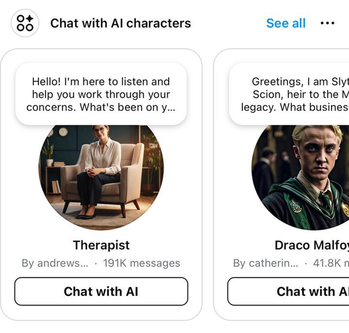 Screenshot of Instagram Chat with AI